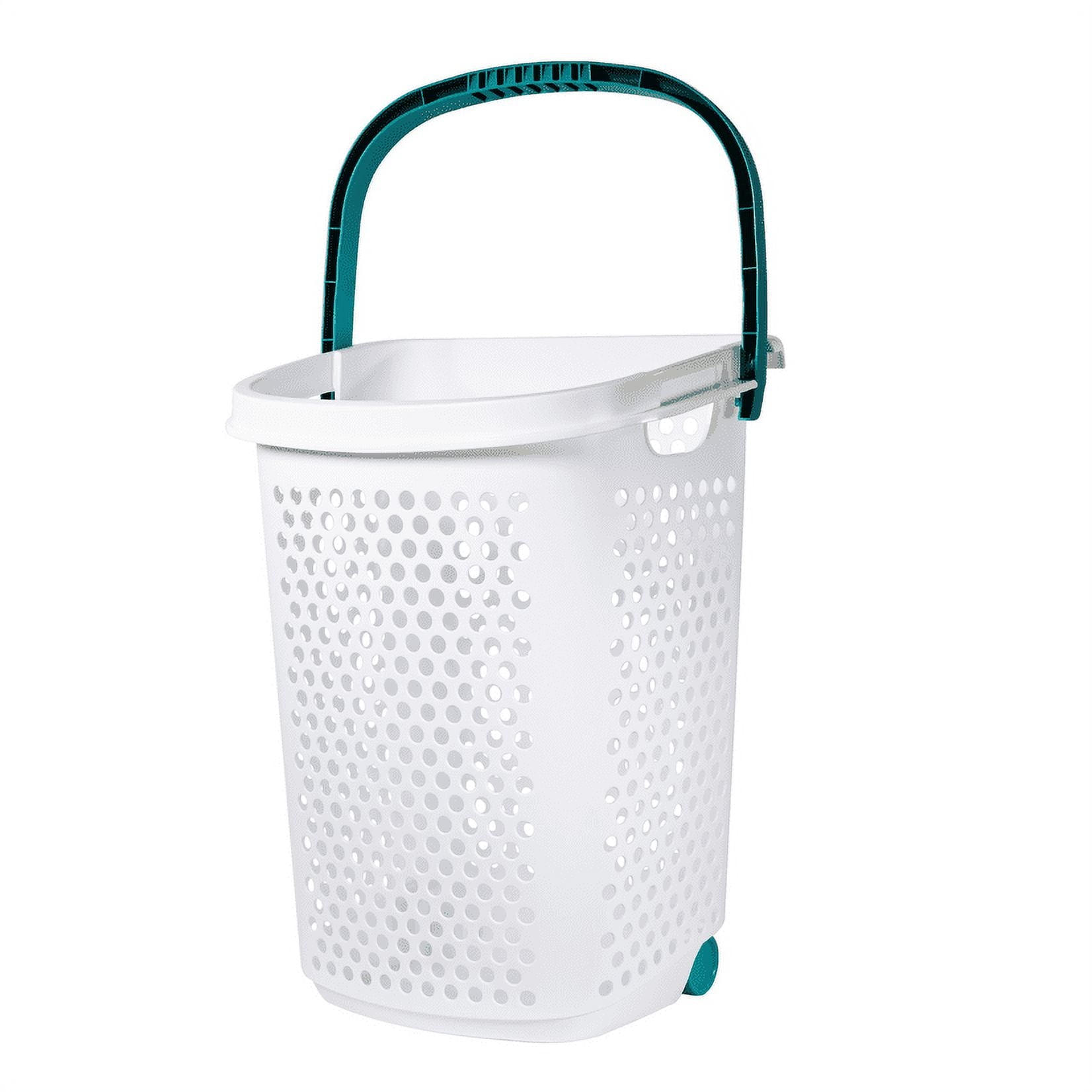 Rolling Plastic Laundry Hamper with Pop-Up Handle - White - Adult / Tween