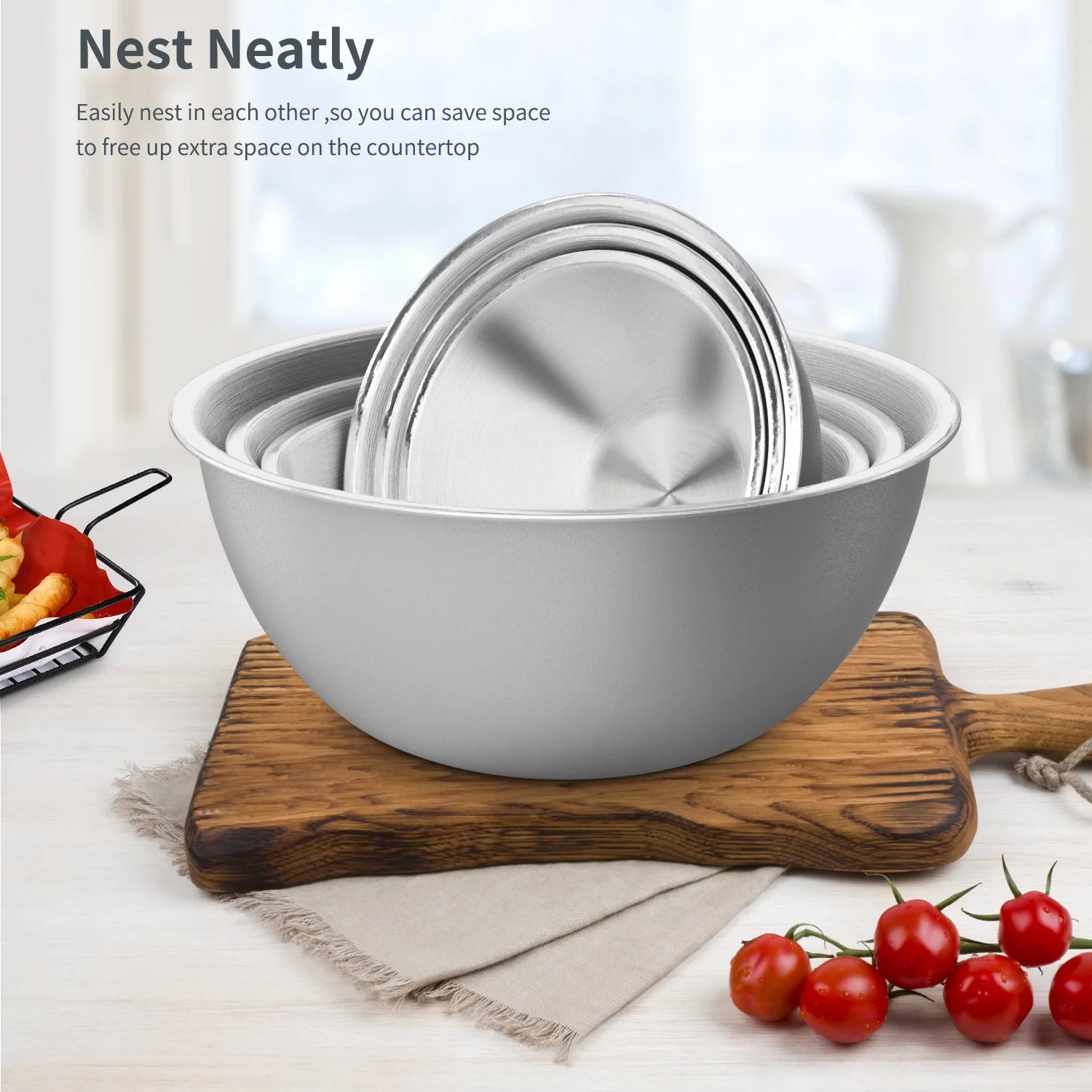 Versatile Stainless Steel Mixing Bowls Set of 6 - Perfect for Prep, Baking, and Serving - Nesting Design in Stylish Gray - CommunityRateLLC