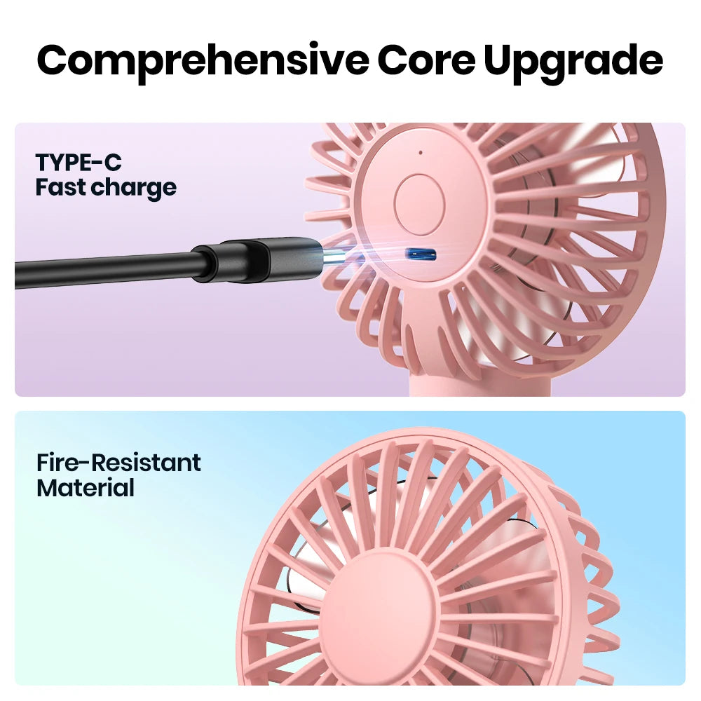 Rechargeable Portable Handheld Misting Fan with 2000mAh Battery - Foldable Mini Personal Spray Water Mist Fan