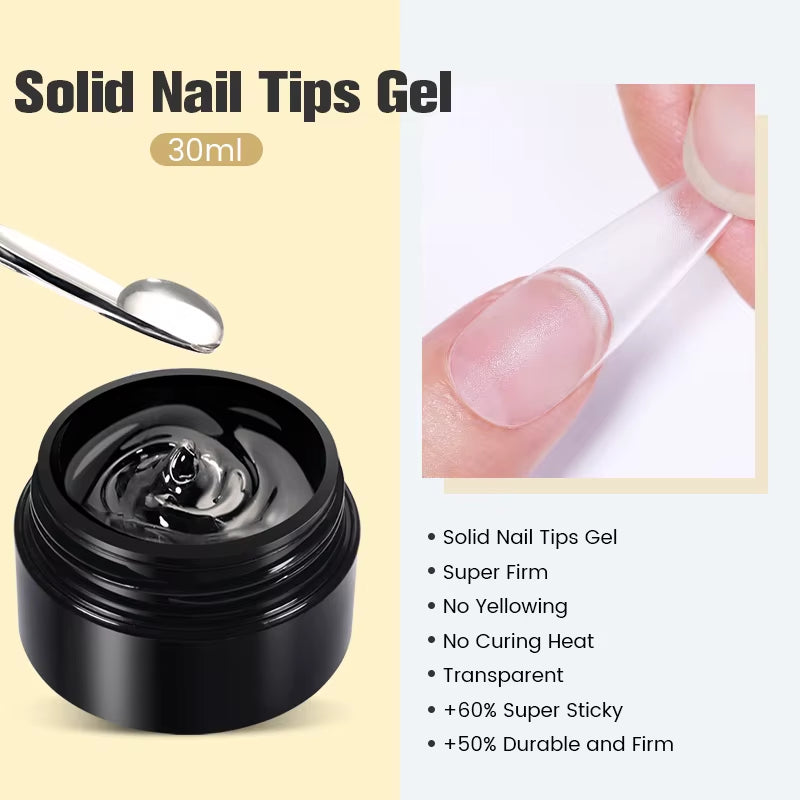 30ml Glitter Pink Hard Jelly Nail Extension Gel - Milky White Clear Soak Off UV Construction Gel