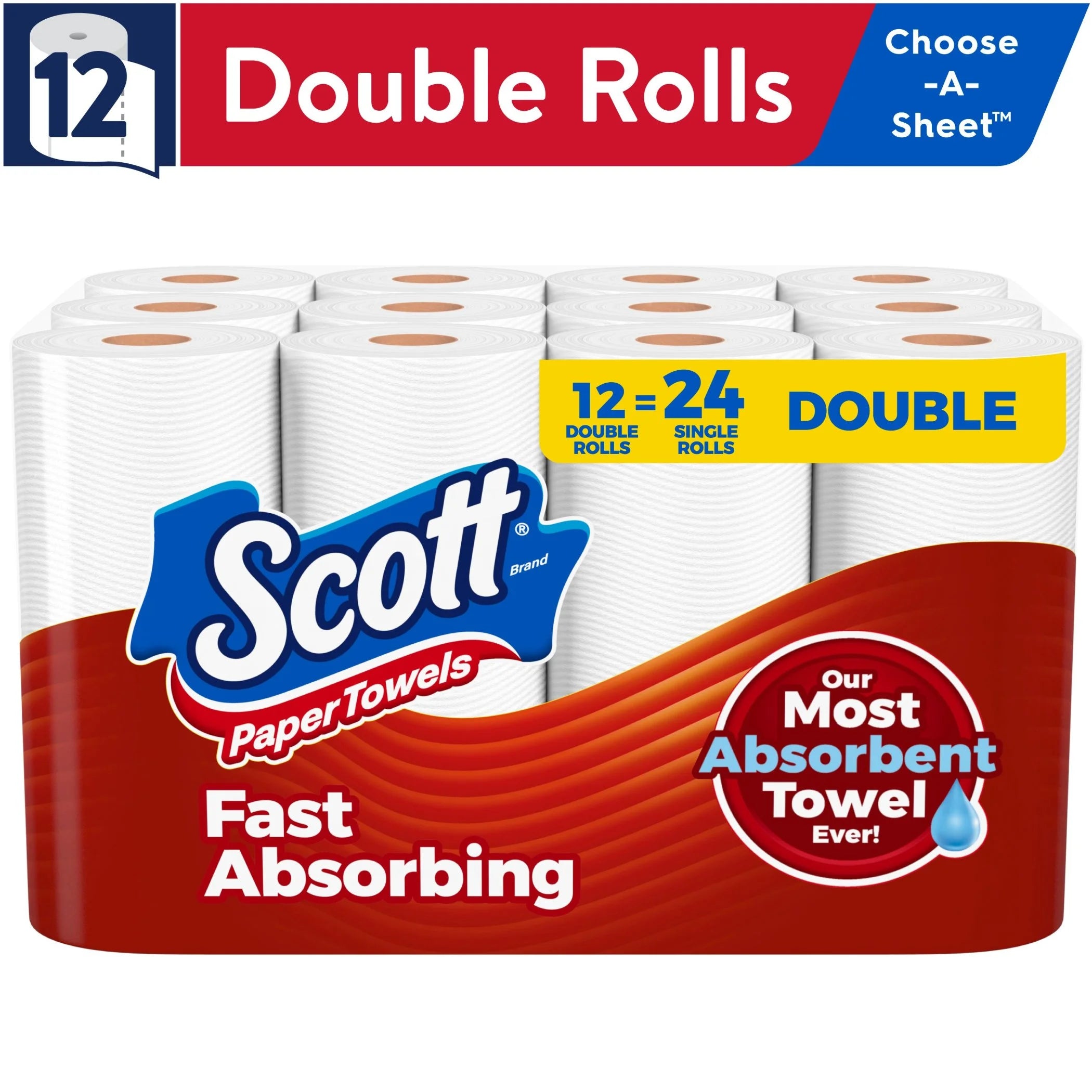 Choose-A-Sheet Paper Towels, 12 Double Rolls - CommunityRateLLC