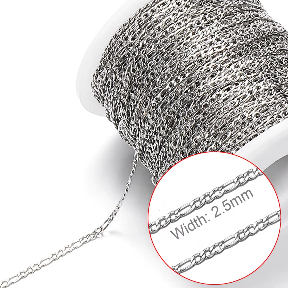 2-Meter No Fade Stainless Steel Chains for Jewelry Making - Gold Beaded Necklace and Bracelet Accessories
