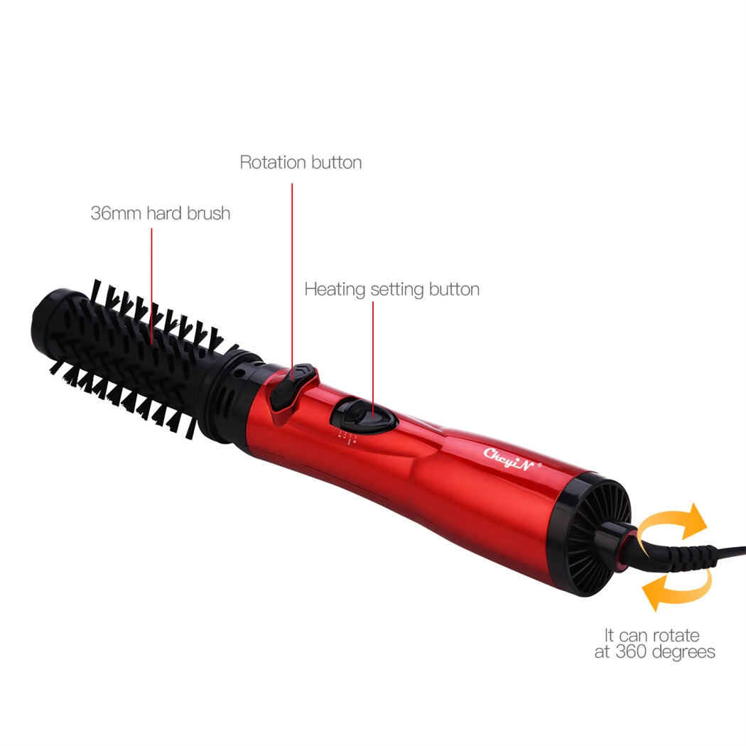 2-in-1 Hot Air Spin Brush Hair Dryer and Volumizer with Auto-Rotating Ionic Technology for Curling and Straightening