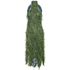 Color Patchwork Backless Tassel Mesh Maxi Party Dress Women See through Turtleneck Sleeveless Halter Irregular Christmas Outfits