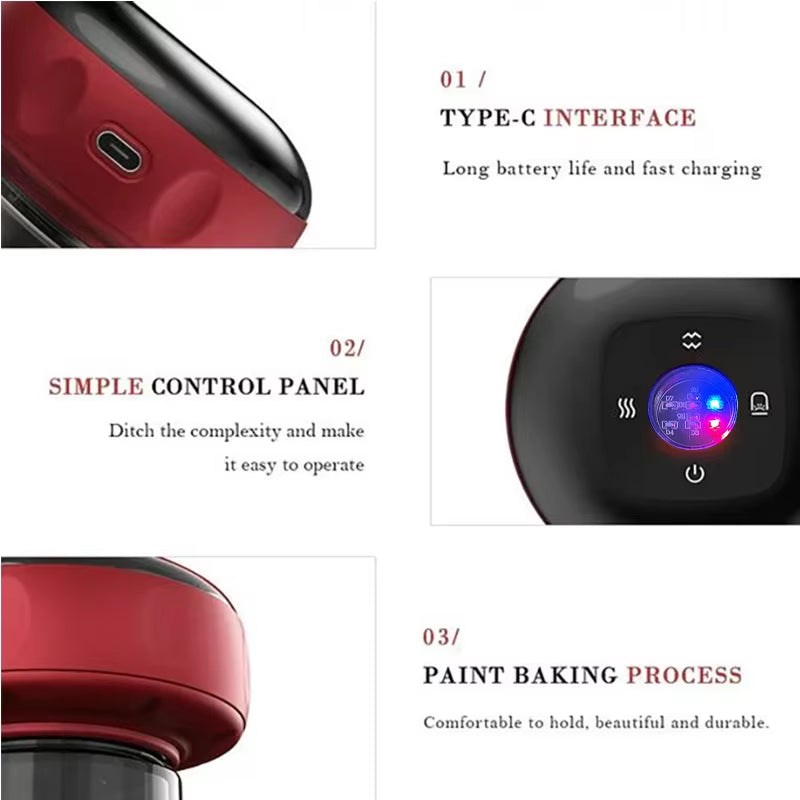 Smart Electric Vacuum Cupping and Heating Suction Massage Device for Back, Neck, and Arms