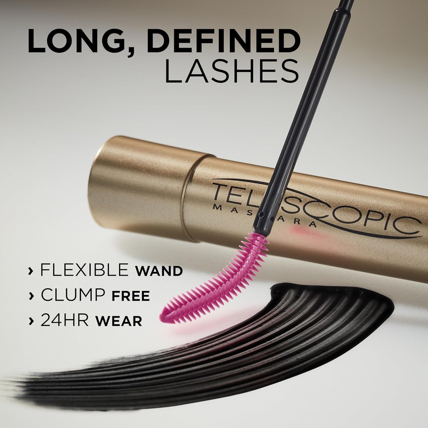 Makeup Telescopic Original Lengthening and Lash Separating Mascara with Dual Precision Brush, Washable, Black Brown, 0.27 Fl Oz.