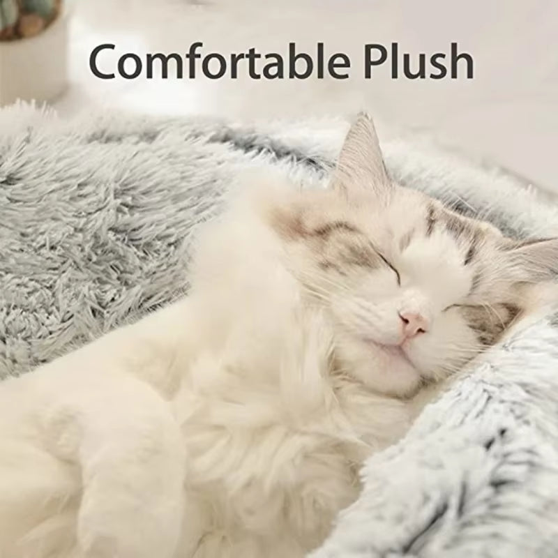 Premium Winter Plush Round Cat Bed and Cushion - 2-in-1 Warm Pet Sleep Bag and Nest for Small Dogs and Cats