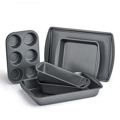 6 Piece Non-Stick Bakeware Sets, Easy for Release and Clean Up, Carbon Steel, Gray - CommunityRateLLC