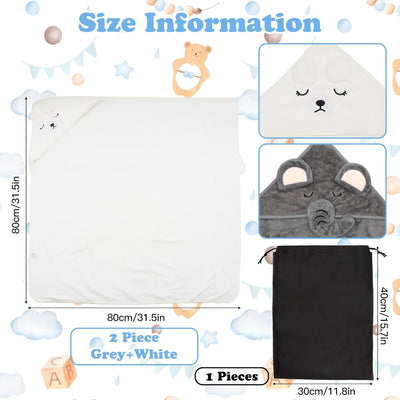 Set of 2 Baby Hooded Towels, 80x80 CM Ultra Soft and Absorbent Bath Towels for Newborns, Includes 30x40 CM Storage Bag, Ideal for Boys and Girls