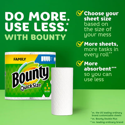 Quick Size White Paper Towels - 8 Family Rolls (Equivalent to 20 Regular Rolls)