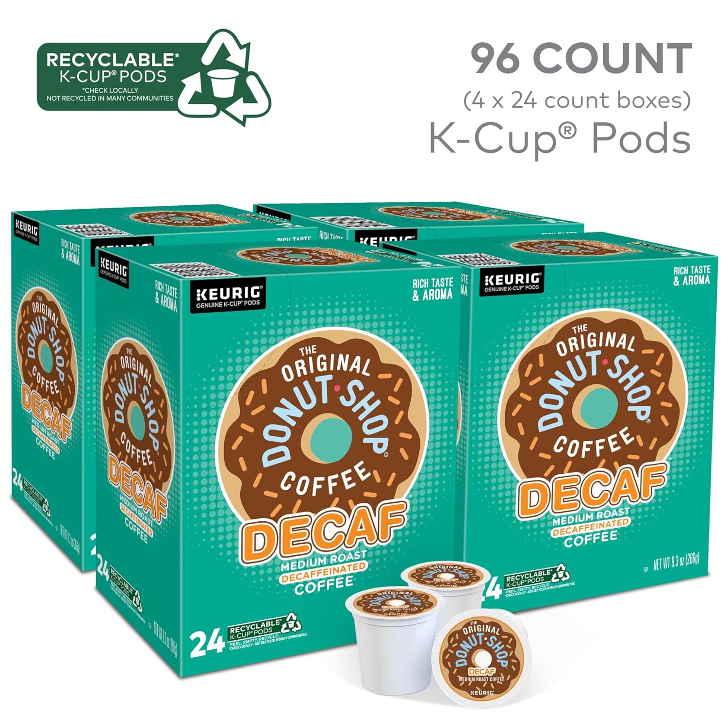 Decaf Keurig Single-Serve K-Cup Pods, Medium Roast Coffee, 96 Count (4 Packs of 24) - CommunityRateLLC