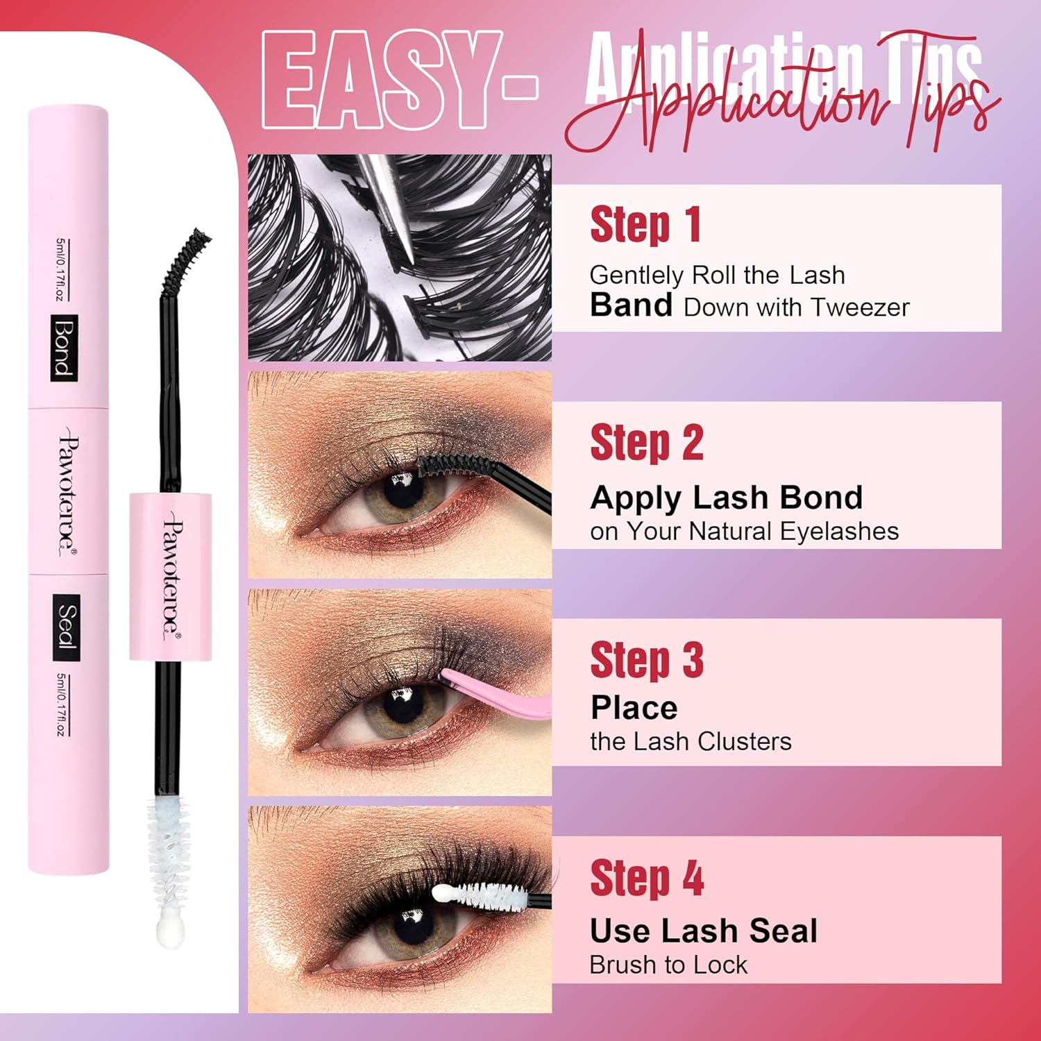 Professional Lash Extension Kit: Individual Lash Clusters (9-16mm, 30D & 40D) with Adhesive, Sealant, and Tweezers for At-Home Application