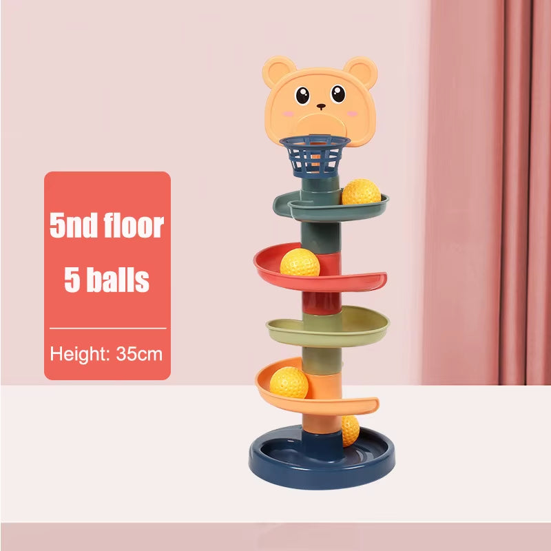 Early Educational Stacking and Rolling Ball Tower Toy for Toddlers - Interactive Spin Track Puzzle Gift for Children