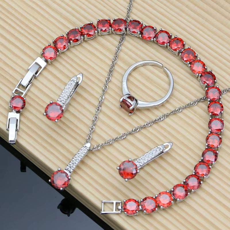 Elegant Silver 925 Jewelry Set with Natural Green Emerald: Earrings, Bracelet, Resizable Ring, and Birthstone Necklace for Fashionable Occasions