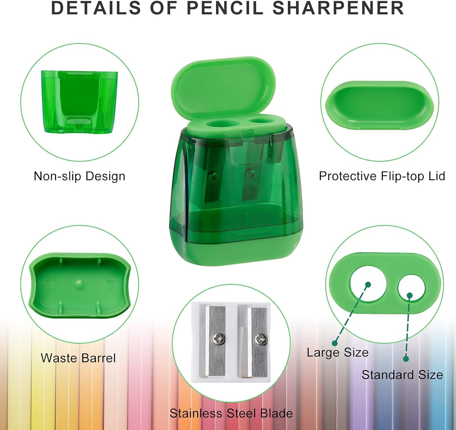 Set of 4  Manual Dual-Hole Compact Handheld Pencil Sharpeners for Kids and Adults - Ideal for School, Home, and Office Use - CommunityRateLLC