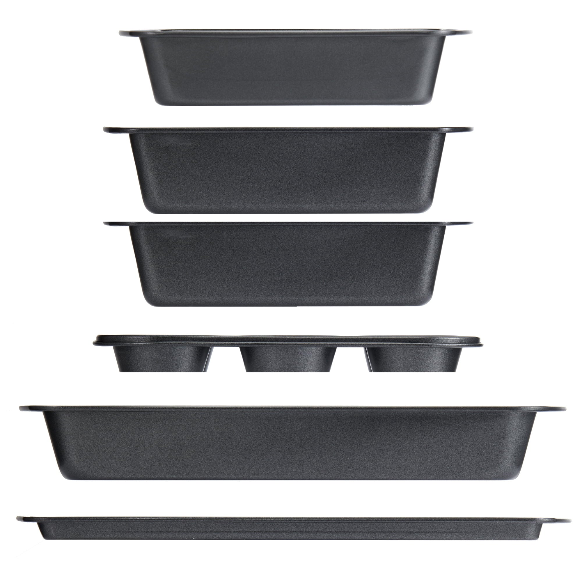 6 Piece Non-Stick Bakeware Sets, Easy for Release and Clean Up, Carbon Steel, Gray - CommunityRateLLC