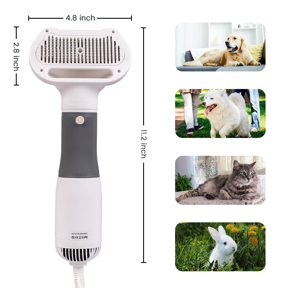 2-in-1 Pet Grooming Dryer and Brush for Small Dogs and Cats with Adjustable Temperature