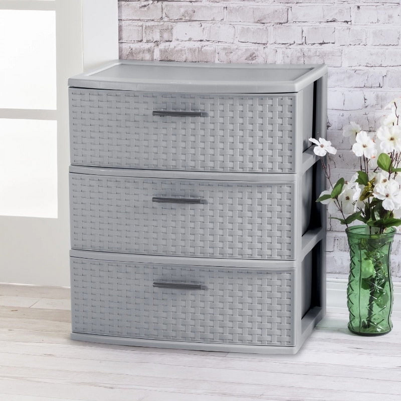 3 Drawer Wide Weave Tower Plastic - CommunityRateLLC