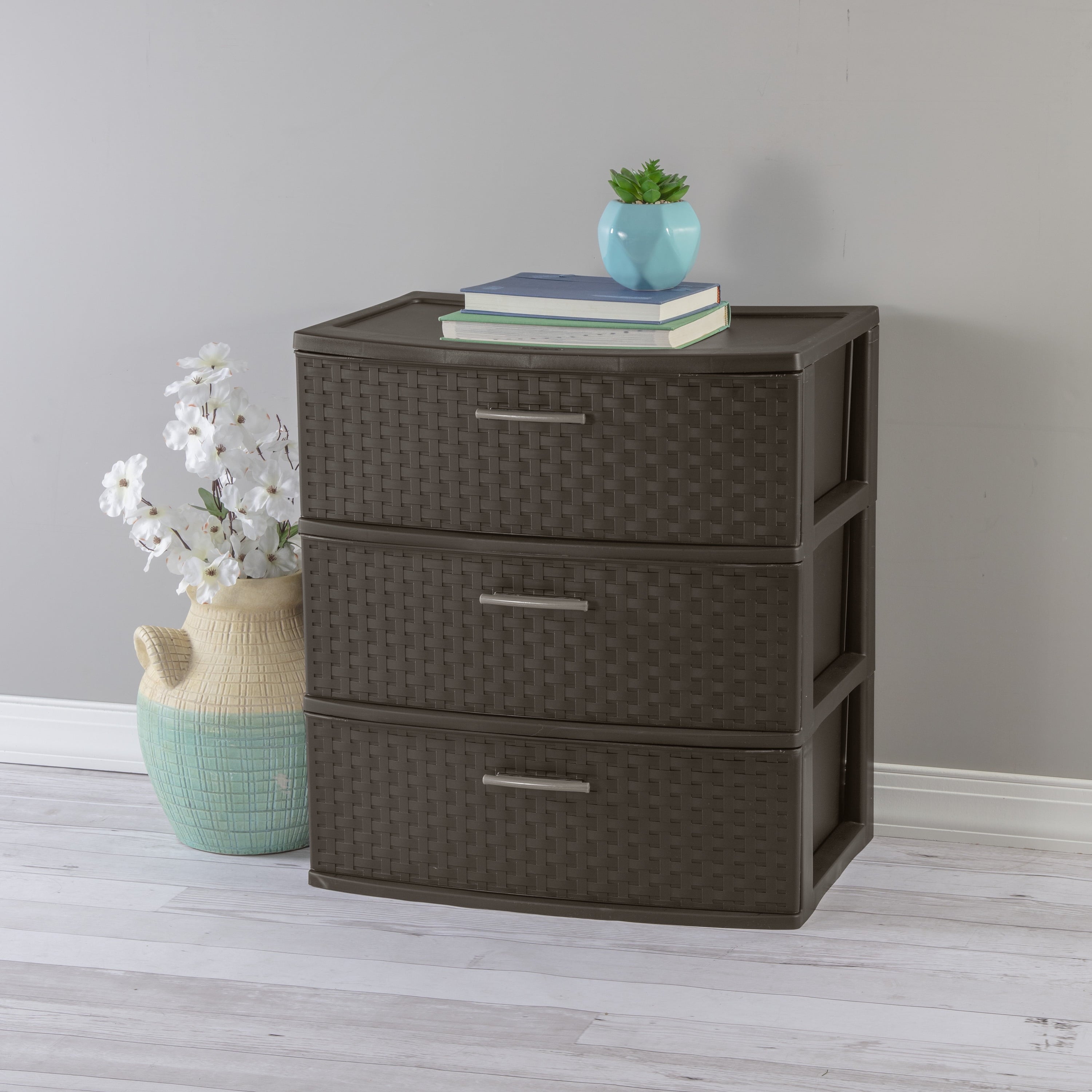 3 Drawer Wide Weave Tower Espresso