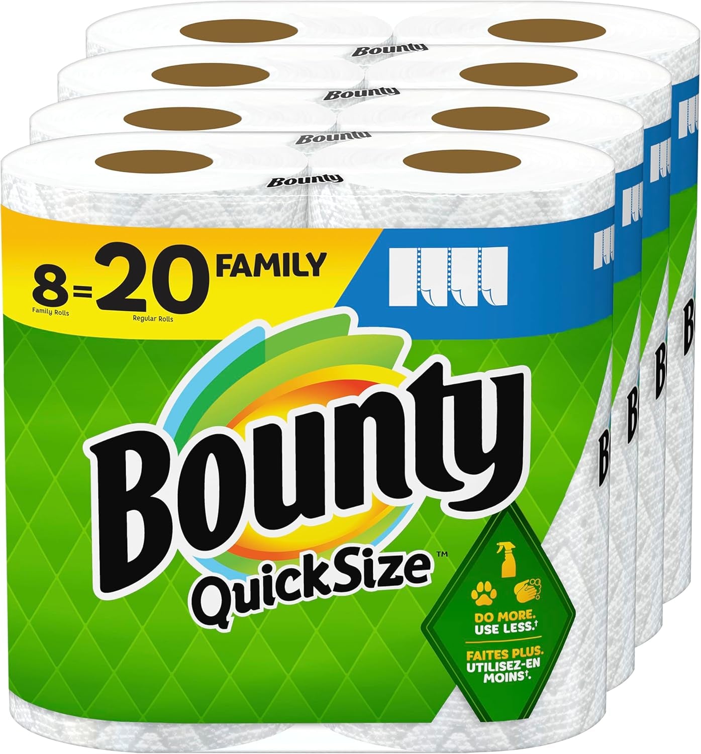 Quick Size White Paper Towels - 8 Family Rolls (Equivalent to 20 Regular Rolls)