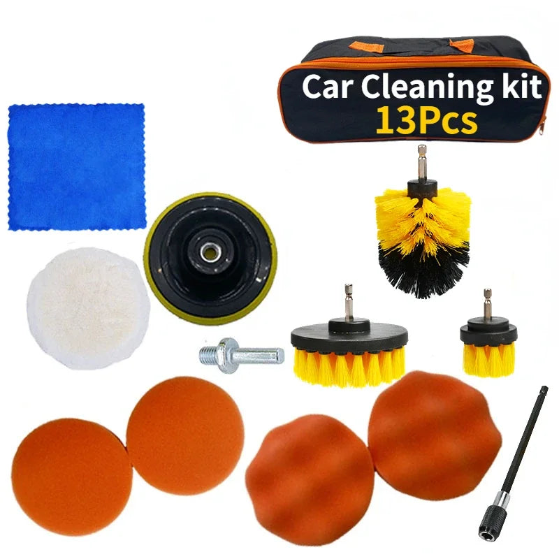 ZOPOSON Professional Car Cleaning Kit: Scrubber Drill, Detailing Brushes, Air Conditioner Vent Tools, Towels, and Polisher for Auto Detailing