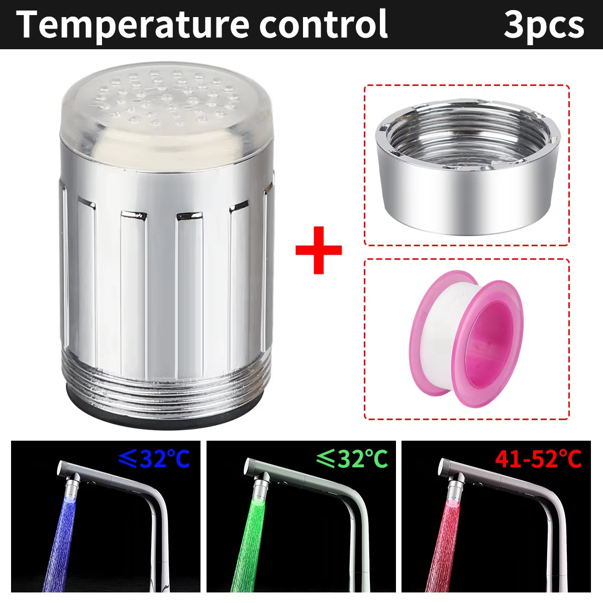 Color-Changing LED Temperature-Sensitive Faucet Aerator - Water-Saving Kitchen & Bathroom Tap Nozzle