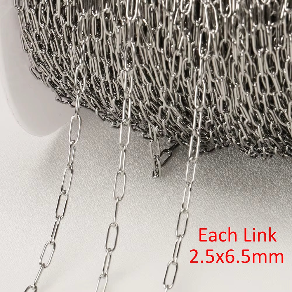 2-Meter No Fade Stainless Steel Chains for Jewelry Making - Gold Beaded Necklace and Bracelet Accessories