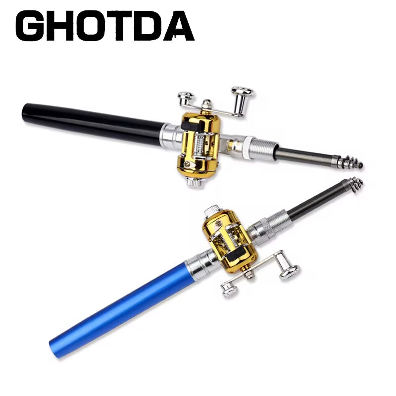 Compact Telescopic Mini Fishing Rod with Reel - Portable Pen-Shaped Design