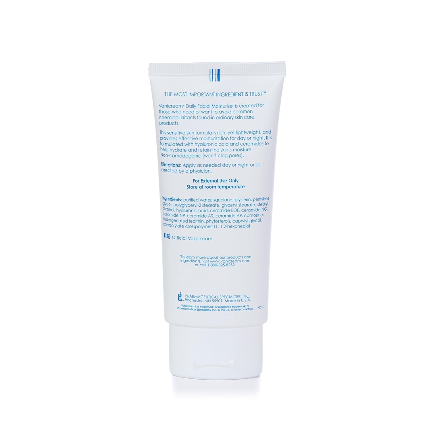 Daily Facial Moisturizer with Ceramides and Hyaluronic Acid - Hypoallergenic Formula for Sensitive Skin, 3 Fl Oz (Single Pack)