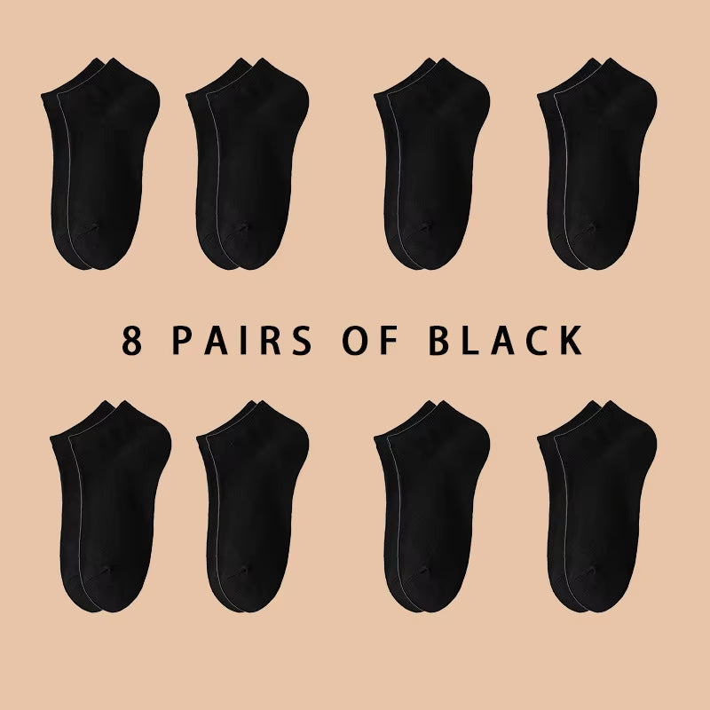 Invisible Low Cut Silicone Non-Slip Boat Socks for Men and Women - 3/5/8 Pairs, Casual Solid Color, Breathable Summer No-Show Ankle Socks