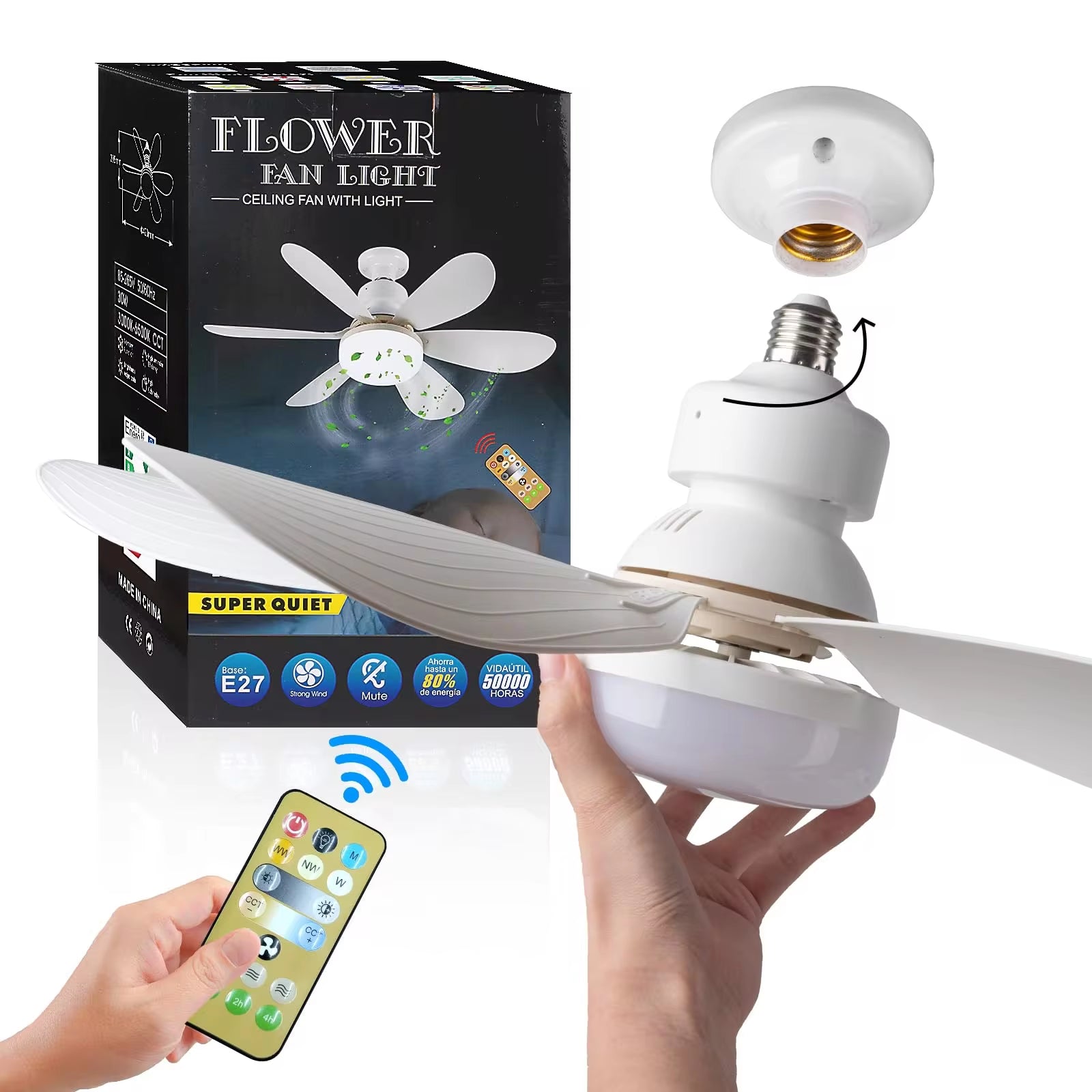 30W LED Ceiling Fan Light with Remote Control and Dimming Function, Ideal for Living Room and Study, 85-265V