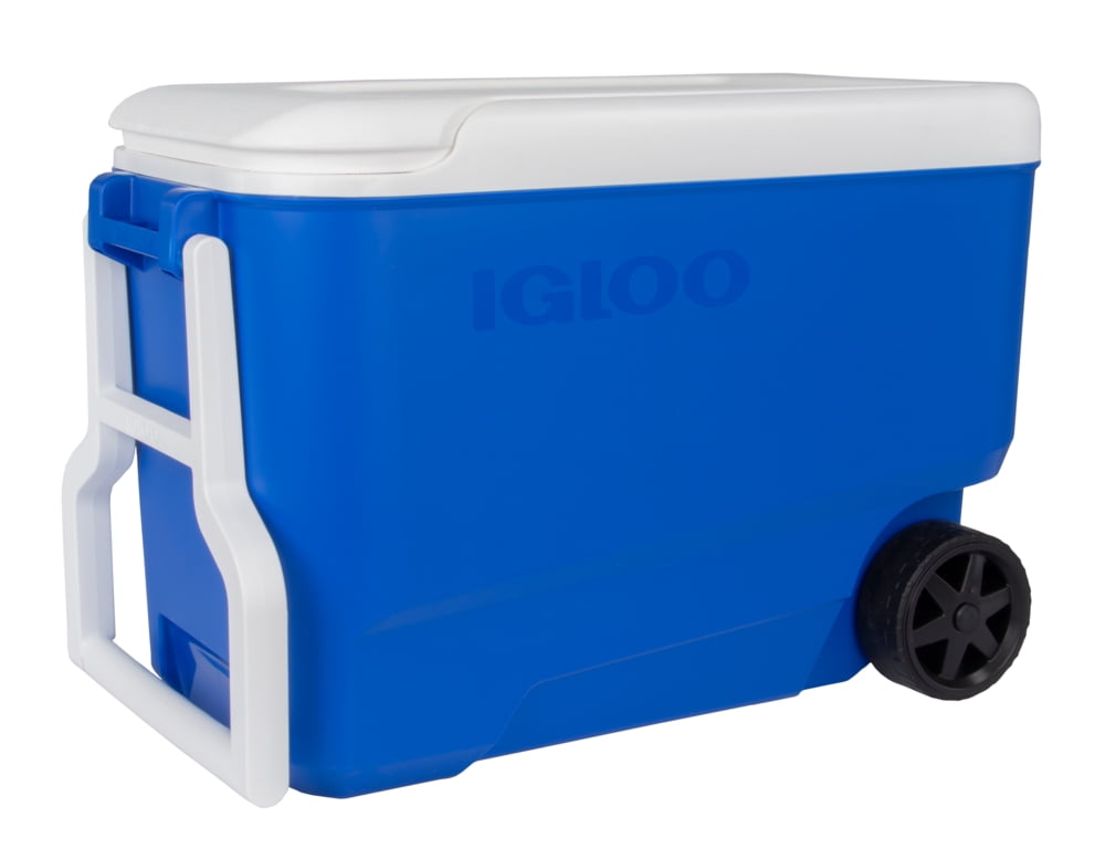 38 QT. Hard-Sided Ice Chest Cooler with Wheels, Blue - CommunityRateLLC