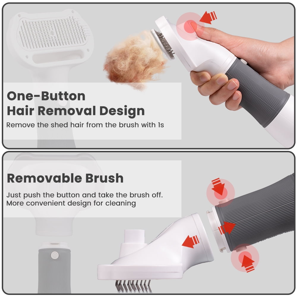 2-in-1 Pet Grooming Dryer and Brush for Small Dogs and Cats with Adjustable Temperature