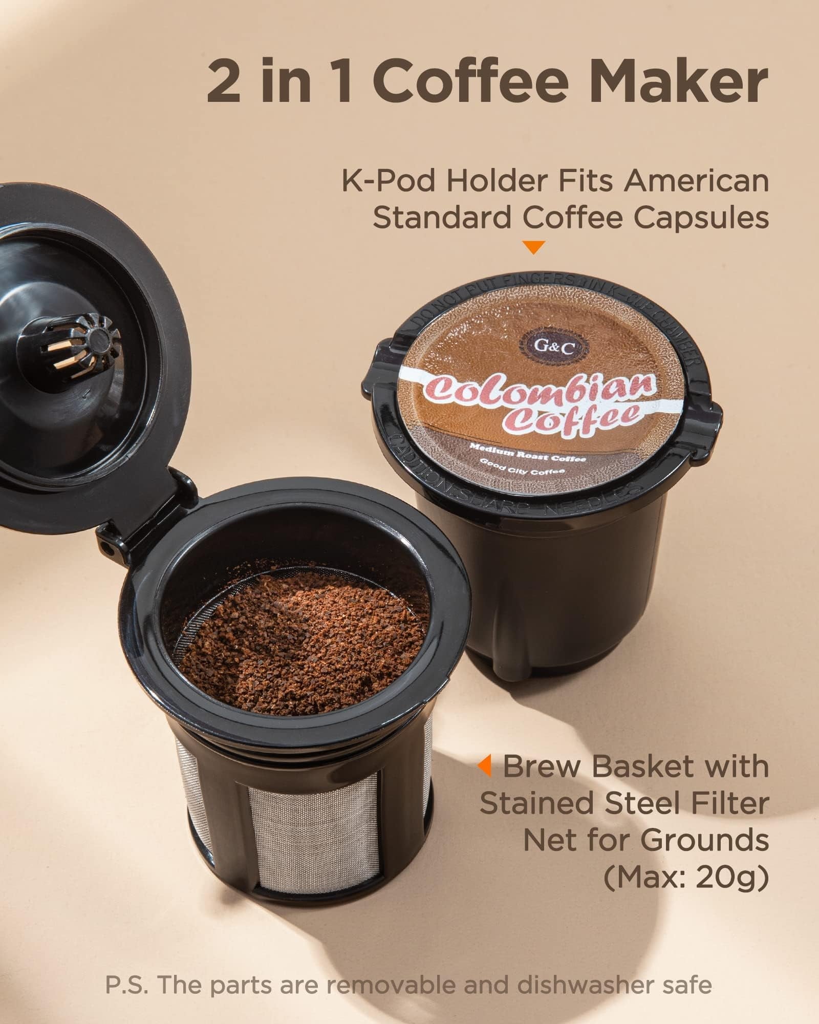 Mini Single Serve Coffee Maker with Brew Sizes, Water Window, and Descaling Reminder - Black - CommunityRateLLC