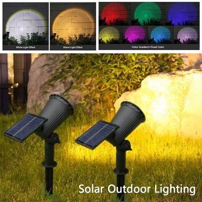 9 LED Solar Spotlights - RGB Outdoor Landscape Lights, IP65 Waterproof, Adjustable Brightness for Gardens and Yards
