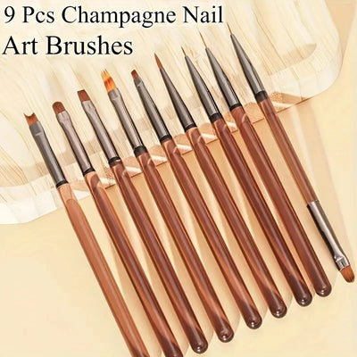 9-Piece UV Gel Nail Brush Set for Professional Nail Art and Acrylic Design