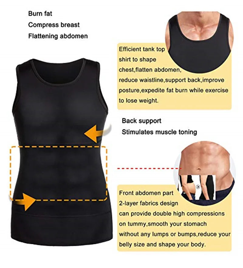 Men's Slimming Vest - Body Shaper Waist Cincher Corset for Tummy Control and Shaping