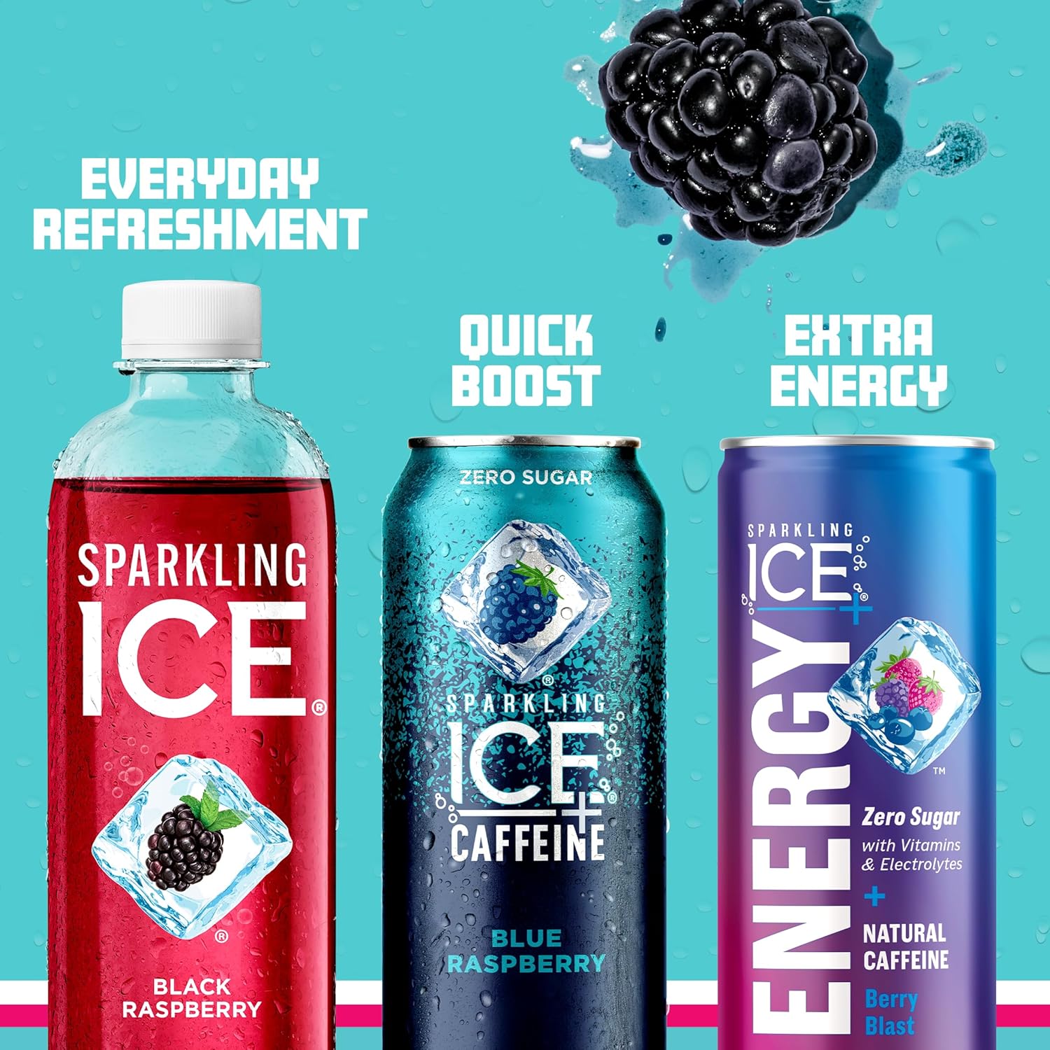 Caffeine Variety Pack Flavored Sparkling Water with Vitamins and Antioxidants - 16 Fl Oz, 12 Count - CommunityRateLLC