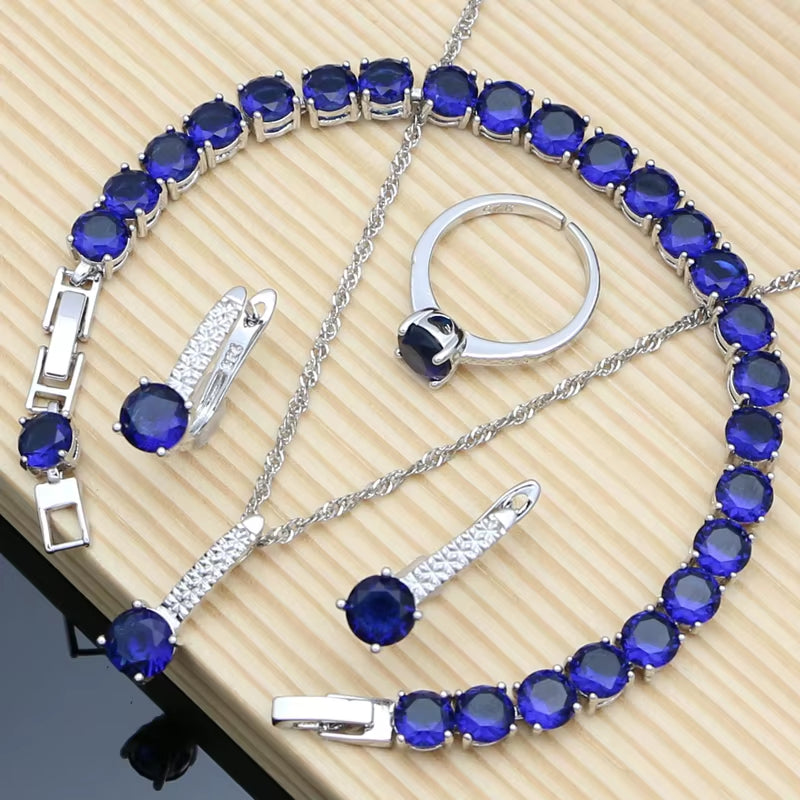 Elegant Silver 925 Jewelry Set with Natural Green Emerald: Earrings, Bracelet, Resizable Ring, and Birthstone Necklace for Fashionable Occasions