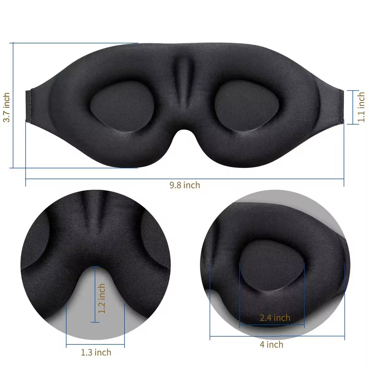 3D Contoured Sleep Eye Mask - Light Blocking Blindfold for Men and Women