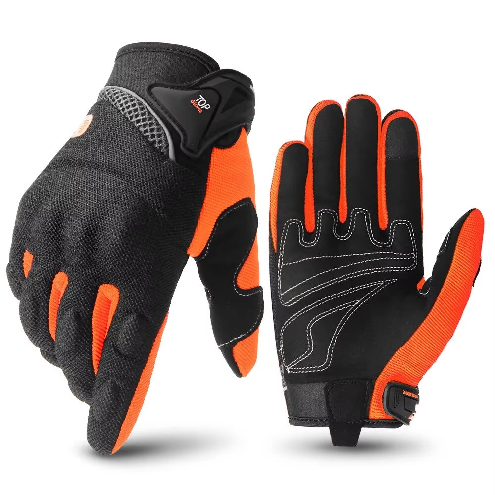 Breathable Full Finger Racing Gloves for Motorcycles with Touch Screen Compatibility