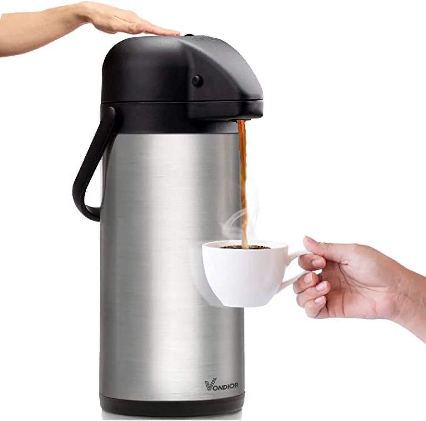 Stainless Steel Airpot Coffee Dispenser with Pump, Insulated Carafe - 85 Oz - CommunityRateLLC