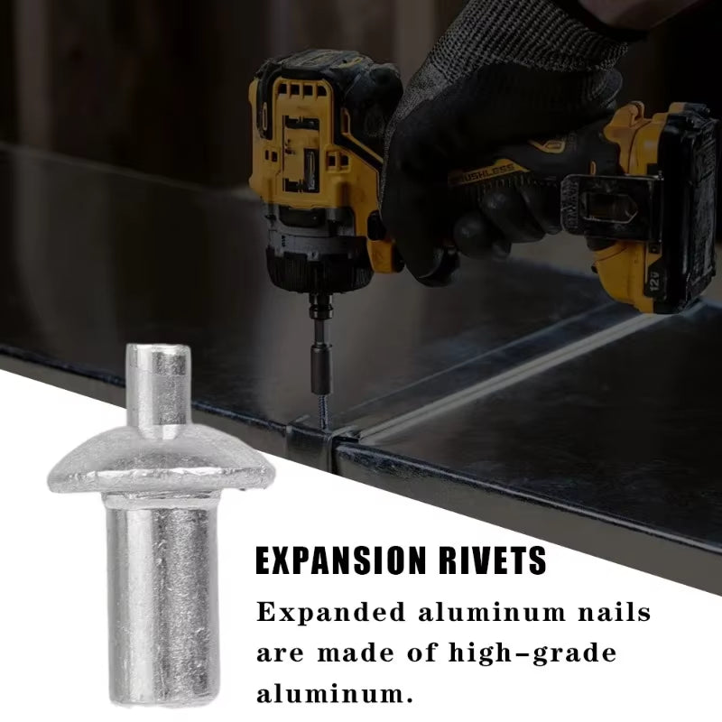 100-Piece Hammer Drive Expansion Rivets - Aluminum Nail Head Percussion Fasteners for Tapping Applications