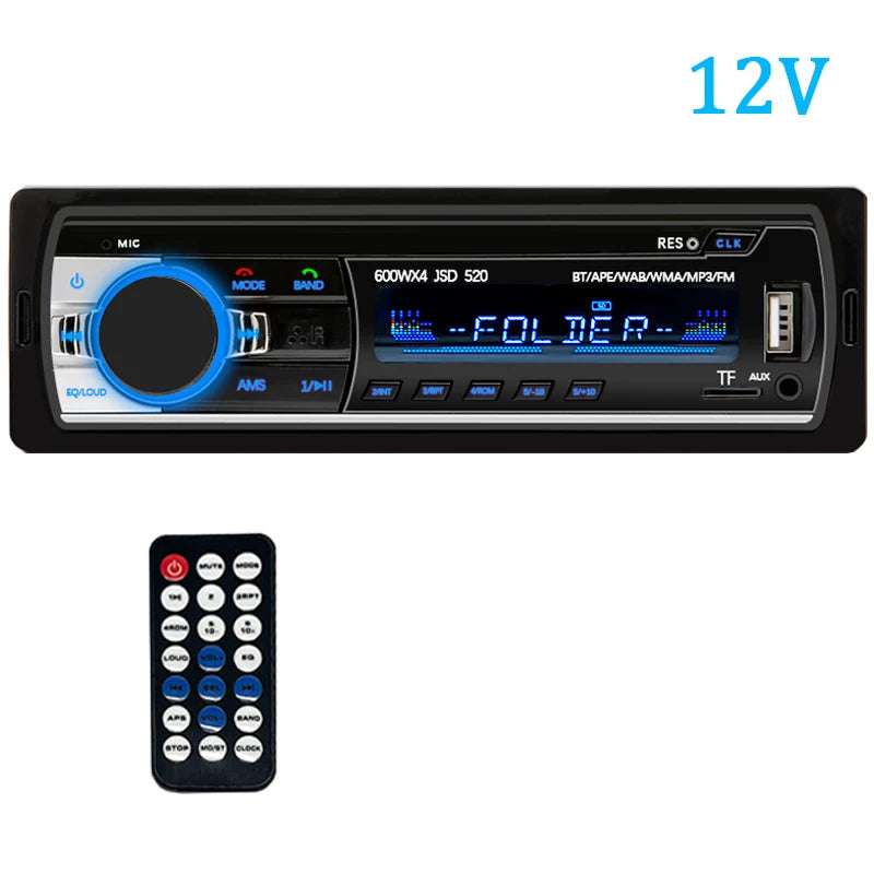 1 Din Digital Bluetooth Car Stereo MP3 Player with FM Radio, USB/SD, and AUX Input - 60W x 4 Audio Output