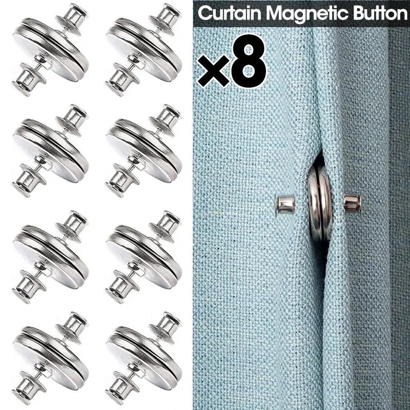 Magnetic Curtain Fasteners - 4/8 Pairs Detachable Clips for Light Control and Window Screen Closure