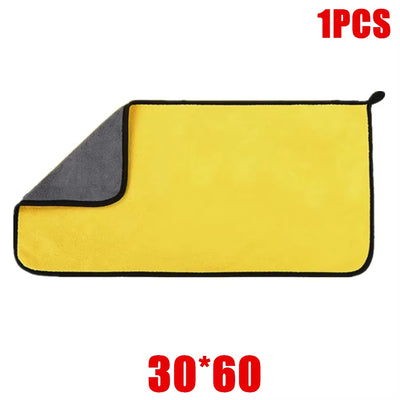 Microfiber Cleaning Towels - Thick, Soft Drying Cloths for Car Body Washing - Double Layer Cleaning Rags - Available in 1, 2, or 6 Packs - Essential Car Accessories