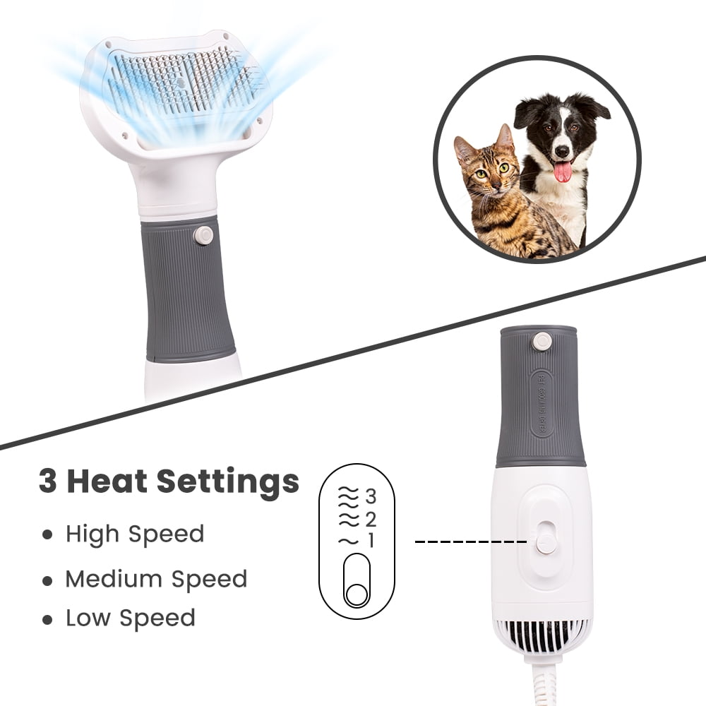 2-in-1 Pet Grooming Dryer and Brush for Small Dogs and Cats with Adjustable Temperature