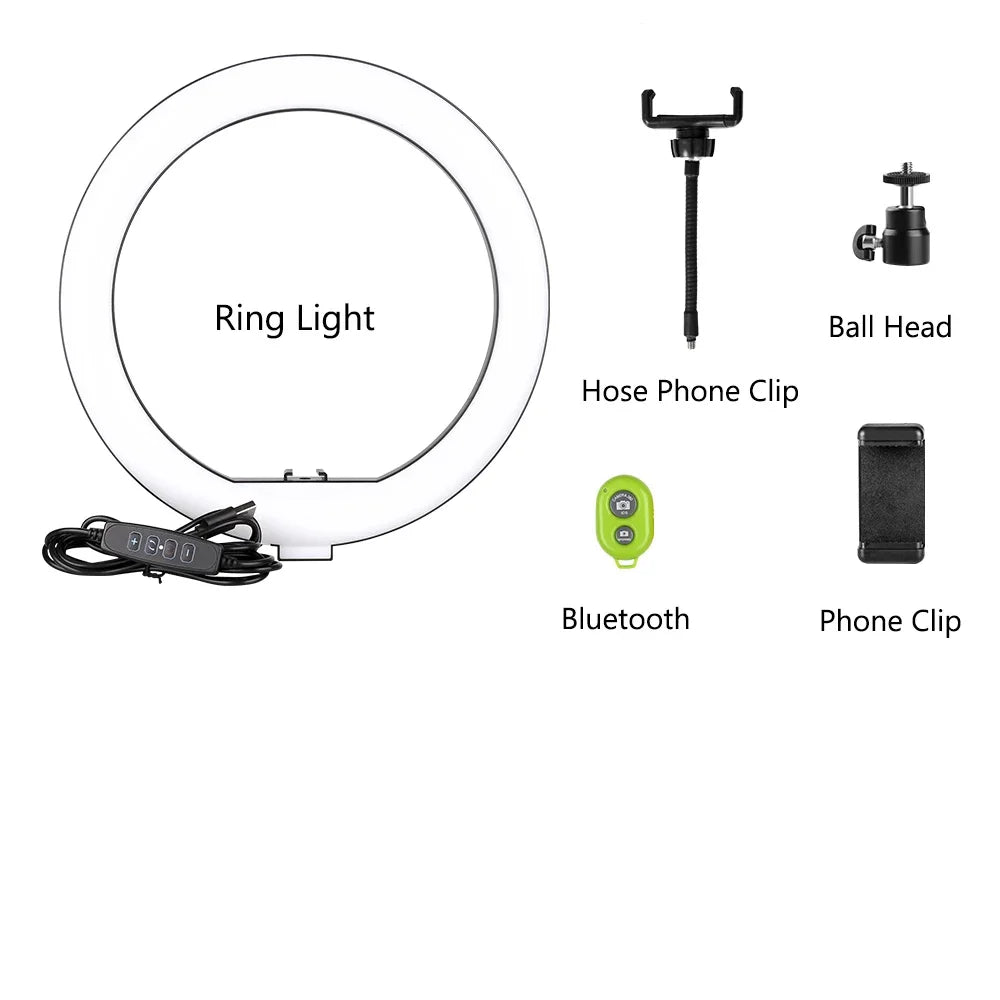 10-Inch LED Ring Light with Phone Clip and Tripod Stand for Selfie Videos and Live Photography on TikTok and YouTube