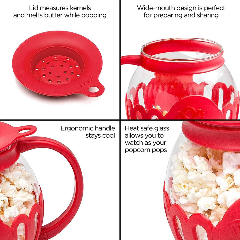 2.25QT Microwave Glass Popcorn Popper with Silicone Lid - Perfect for Quick and Easy Popcorn!