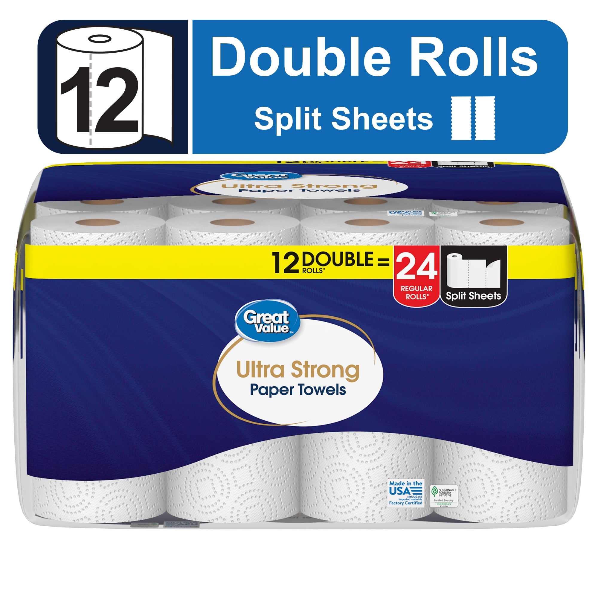 Ultra Strong Paper Towels, White, 12 Double Rolls - CommunityRateLLC